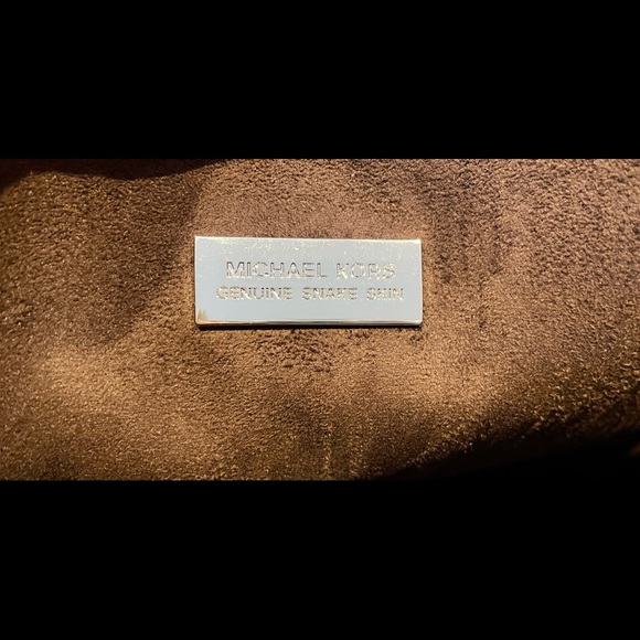 Michael Kors Mercer Snake Skin Leather Natural Tote Large Shoulder Bag Handbag - Picture 8 of 13